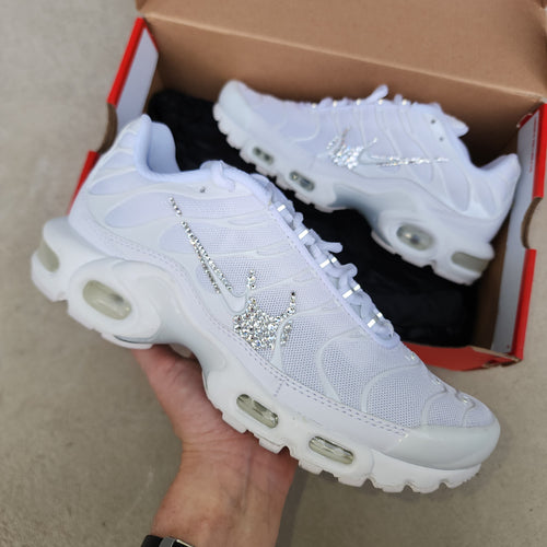 WAREHOUSE SALE TN Women (White) With Outer Double Swoosh Crystals