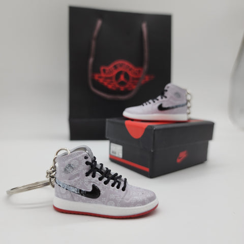 Mini Sneaker Keyring- AJ1 (White/ Grey)